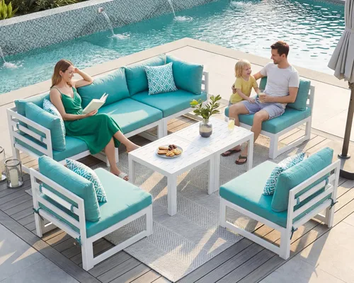 Miniatura 54 de NICESOUL - Juego de 10 muebles de patio extra grandes de aluminio moderno, sofá para exteriores con asiento de 29" de profundidad y ancho, 500 lbs