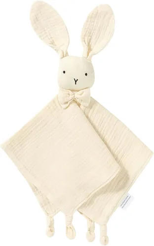 LAWKUL Manta de seguridad para bebé, muselina de algodón orgánico, suave, transpirable, para bebés, niños y niñas, unisex, conejo, color blanco