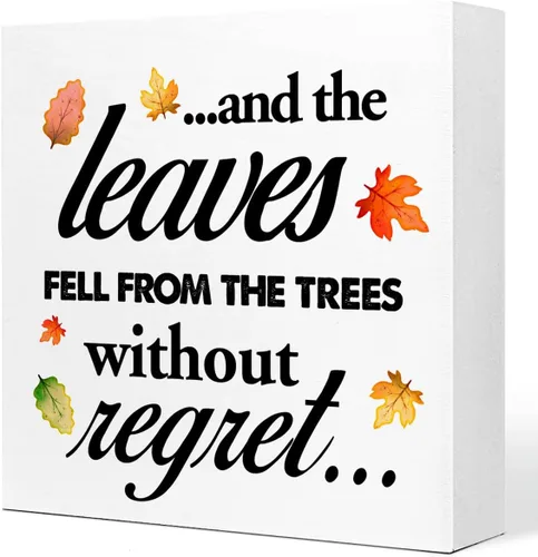 Miniatura 16 de Q692 - Decoración de mesa de otoño, con texto en inglés "May the Beauty of the Season", decoración rústica de madera de otoño para decoración