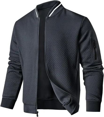 Miniatura 16 de SAVKOOV Chaqueta ligera de ajuste holgado para hombre, chaqueta bomber casual y elegante