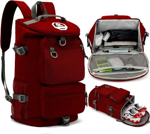 Miniatura 2 de gimnasio bolsa de lona mochila bolsa de lucha libre con compartimento para zapatos 4 tipos de método trasero impermeable deportes caminando portátil
