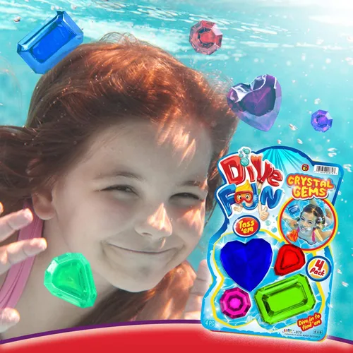 Miniatura 3 de JA-RU Dive Fun - Juguetes de buceo con gemas de cristal (1 paquete de 4 gemas) Juguetes de playa, baño y piscina para niños, niñas y niños.