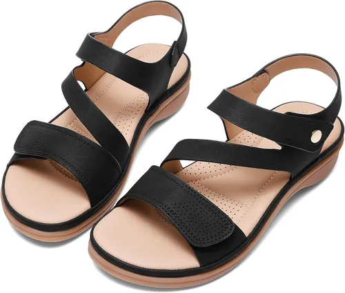 Miniatura 6 de Littleplum - Sandalias para mujer con soporte de arco - Sandalias planas cómodas para mujer, zapatos ortopédicos ajustables transpirables