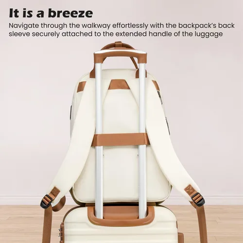 Miniatura 6 de Coolife Maleta de equipaje de mano con ruedas Softside Bolsa de viaje ligera con ruedas, Blanco, Equipaje rígido con ruedas giratorias