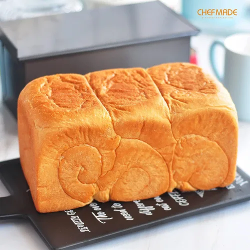 Miniatura 7 de CHEFMADE Molde para pan con tapa, antiadherente de 0.99 libras de capacidad de masa rectangular plana para hornear en horno