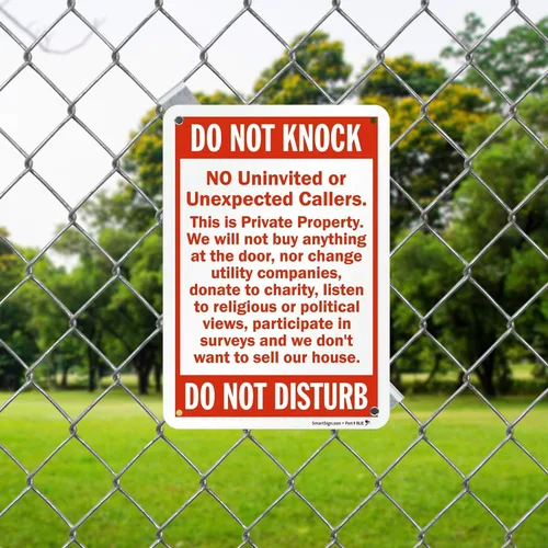 Miniatura 3 de SmartSign Security cartel, leyenda ""Do Not Knock - Do Not Disturb", rojo sobre blanco, Rojo sobre blanco, 1