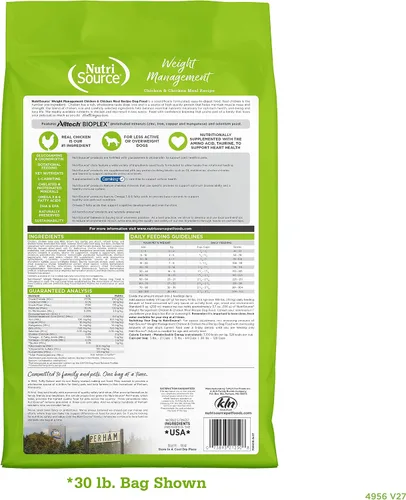 Miniatura 2 de NutriSource Weight Management - Alimento seco para perros, harina de pollo y pollo, 30 libras