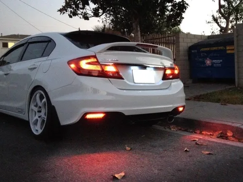 Miniatura 3 de iJDMTOY Lentes ahumadas 60-SMD LED Reflector de parachoques compatibles con Honda Civic Sedan 2013-2015, funciona como faros antiniebla traseros