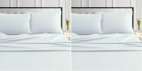 Miniatura 27 de Tribeca Living Sábanas de algodón egipcio de 1000 hilos, tamaño King, tejido de satén lujoso y ultrasuave, juego de sábanas de 4 piezas con bolsillo