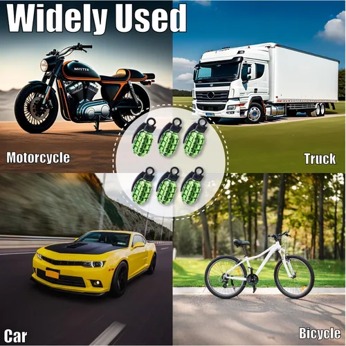 Miniatura 4 de 6 tapas de vástago de válvula de neumático, tapas de válvula de neumático de acero inoxidable para automóviles, camiones, SUV, motocicletas, Verde