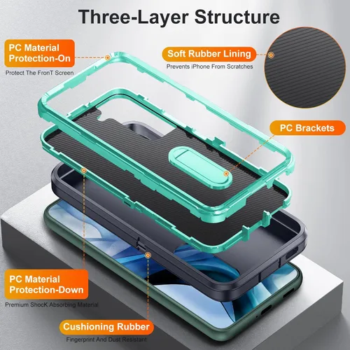 Miniatura 3 de BaHaHoues Funda con soporte integrado para Samsung Galaxy S22 5G de 6.1 pulgadas, a prueba de golpes, polvo y caídas, de grado militar