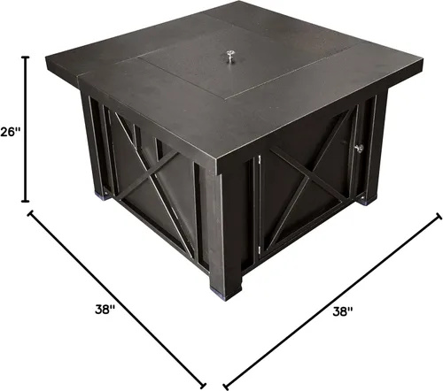 Miniatura 12 de Hiland GSF-DGH Fogata cuadrada de propano con tapa, 40,000 BTU, bronce decorativo