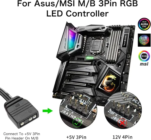 Miniatura 2 de YACSEJAO 5V 3Pin RGB LED Splitter 10-Port 3Pin LED Hub Controlador con cable de extensión de 50CM