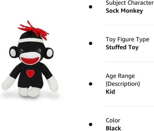 Miniatura 2 de Plushland Adorable Mono de Calcetines, El Original y Tradicional Juguete de Animal de Peluche Tejido a Mano, Regalo de Marioneta de Muñeca Bebé