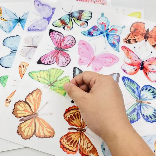 Miniatura 3 de AOWDIAO Calcomanías de pared con diseño de mariposa de acuarela para decoración de dormitorio de niñas, habitación de guardería