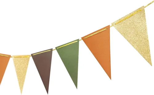 Letjolt - Banderas triangulares de 15 unidades, 10 pies | Suministros de decoración para fiestas, guirnalda de papel preencordada para cumpleaños,