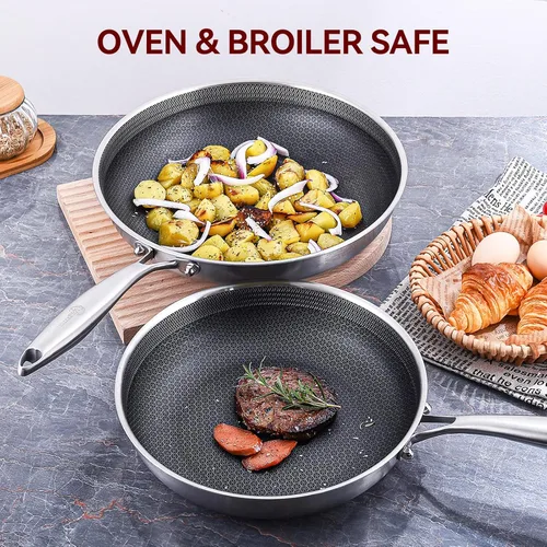 Miniatura 5 de LOLYKITCH Juego de sartenes antiadherentes, 10 piezas de utensilios de cocina de acero inoxidable con mango desmontable, apto para inducción