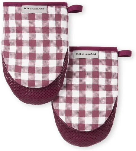 Miniatura 9 de Juego de 2 manoplas mini para horno Kitchenaid Gingham, Terciopelo Azul, 5.5"x8