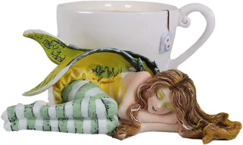Miniatura 2 de Ebros Gift Amy Brown Fantasy Manzanilla calmante en taza de té con figura de hadas durmiendo escultura festiva coleccionable
