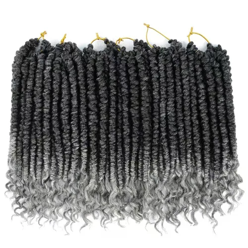 Miniatura 12 de Pelo de ganchillo senegalés pre primavera trenzado para mujeres negras, pelo sintético Passion Twist trenzado, pelo corto de 12 pulgadas rizado #1B