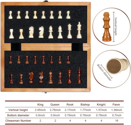 Miniatura 5 de Syrace, juego de ajedrez de madera hecho a mano, 11.8 x 11.8 pulgadas