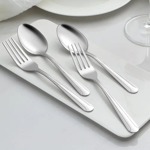 Miniatura 6 de BEWOS Juego de 24 cucharas – Cucharas de 7.5 pulgadas, cuchara de acero inoxidable, cuchara de cena, apta para lavavajillas, cucharadas pulidas
