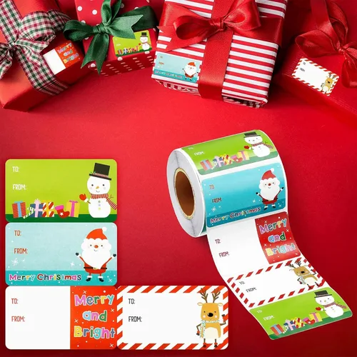 Miniatura 7 de Outus 500 Piezas Etiquetas de Navidad Autoadhesivas Etiquetas de Regalo para Regalos de Navidad Etiquetas de Nombre de Navidad Pegatinas para Papel