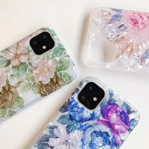 Miniatura 9 de Qokey Funda compatible con iPhone 11 de 6.1 pulgadas, diseño floral transparente para mujer con soporte de anillo giratorio de 360 grados, funda