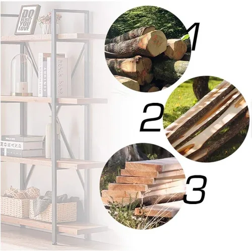 Miniatura 5 de HSH - Estantería sólida de 4 niveles de madera natural, estantería rústica de madera y metal con 4 estantes, estantería vintage industrial abierta