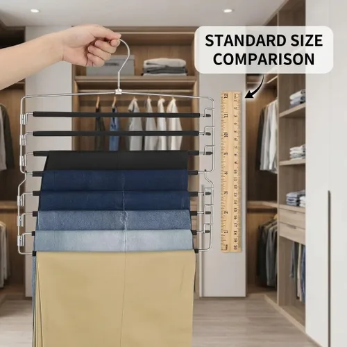 Miniatura 5 de USTECH Perchas de 8 niveles para pantalones (juego de 2) Percha de columpio de varios niveles con acolchado de espuma y brazo extraíble Perchas