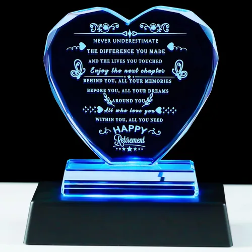 Miniatura 8 de YWHL Regalos de jubilación para hombres y mujeres, regalos de feliz jubilación 2026 con base LED, recuerdos de cristal, regalo para jubilados