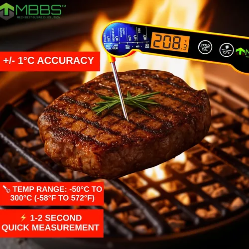 Miniatura 2 de Termómetro de carne de lectura instantánea para cocinar Impermeable IP66 y ultrarrápido Termómetro digital de alimentos para parrilla, cocina