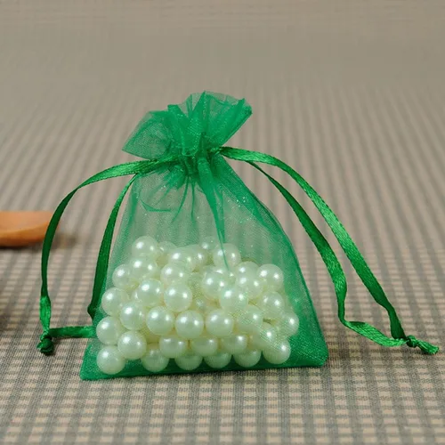 Miniatura 5 de Paquete de 50 bolsas de organza de regalo con cordón verde de 4 x 6 pulgadas para baby shower, Navidad, cumpleaños de bebé, recuerdo de fiesta