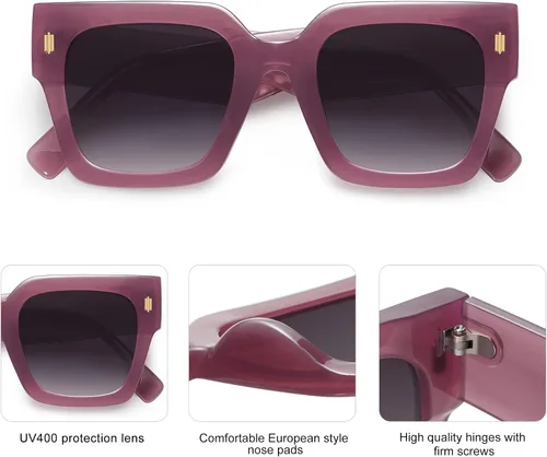 Miniatura 60 de SOJOS Gafas de sol cuadradas vintage de gran tamaño para mujer, estilo retro, de lujo, grandes, UV400 SJ2194
