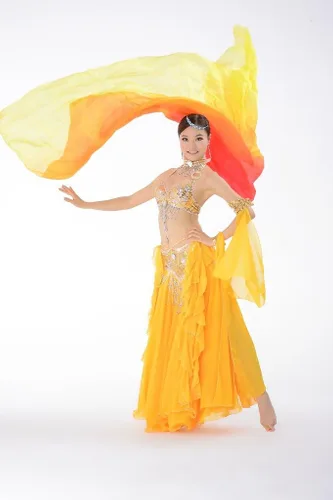 Miniatura 2 de Velos de danza del vientre de seda 100% y bufanda color degradado 98.4 * 43.3 pulgadas