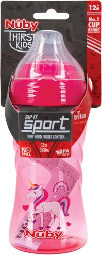 Miniatura 6 de Nuby Thirsty Kids - Taza de viaje deportiva de Tritan antiderrames con boquilla de silicona suave y cubierta de higiene, 12 onzas, estampado