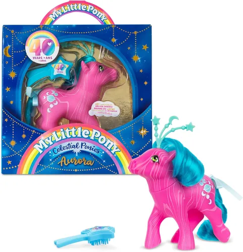 My Little Pony Clásicos - Ponis Celestiales - Aurora - Figura de Juego Coleccionable Retro de 4 Pulgadas, Ideal para Niños, Niños Pequeños, Adultos,