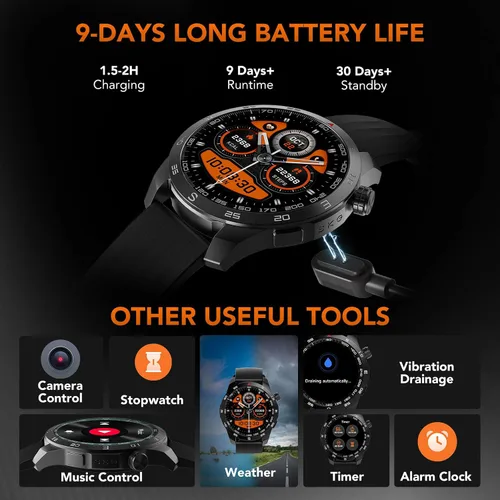 Miniatura 5 de SKG - Reloj inteligente para hombres y mujeres, reloj inteligente integrado con GPS de 1.43 pulgadas con más de 100 barómetros de magnetómetro