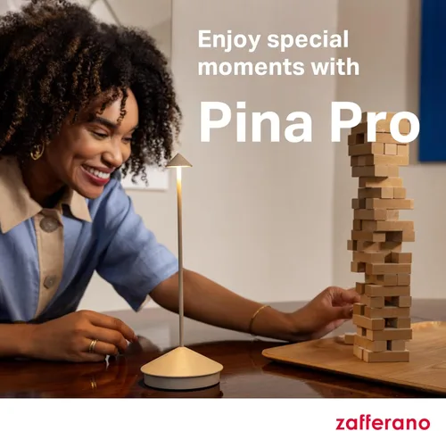 Miniatura 7 de Zafferano, Pina Pro - Lámpara de mesa inalámbrica recargable con controles táctiles, adecuada para interiores y exteriores, atenuador, 2200-3000 K