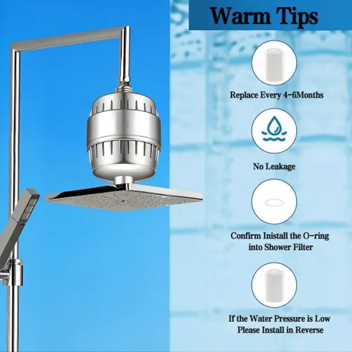 Miniatura 7 de Filtro de cabezal de ducha de 20 etapas, 1 cartucho, filtro de agua dura, 99% de eliminación de cloro, flúor, metales pesados e impurezas nocivas