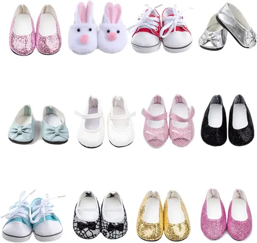 Miniatura 4 de 6 pares de zapatos de muñeca incluyen botas, zapatos de cuero, se adaptan a muñecas American Girl de 18 pulgadas