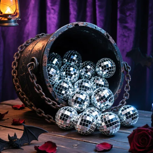 Miniatura 2 de 17 Piezas de Decoración de Bola de Discoteca: Bolas de Discoteca Colgantes de Espejo de Tamaño Variado Mini y Grande - Adornos de Navidad Plateados