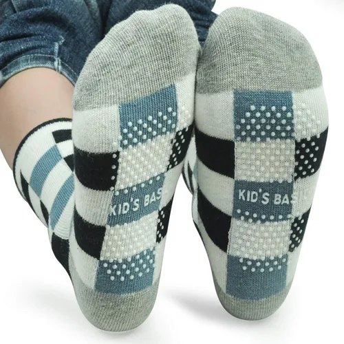 Miniatura 5 de Calcetines SkiBeaut para niño, 12 pares de calcetines antideslizantes para niño, calcetines de algodón con adherencia para niños de 1-3 3-5 5-7