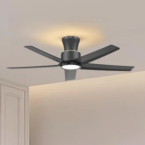 Miniatura 20 de ocioc Ventiladores de techo de 44 pulgadas con luces y control remoto, ventiladores de techo regulables con motor de CC silencioso reversible, Negro