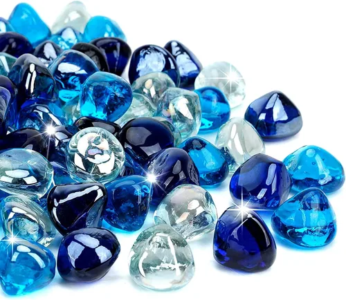 Miniatura 2 de onlyfire Diamantes de vidrio de fuego de 10 libras para hoguera de propano, piedras de vidrio mezclado de 1 pulgada para chimenea de gas y mesa