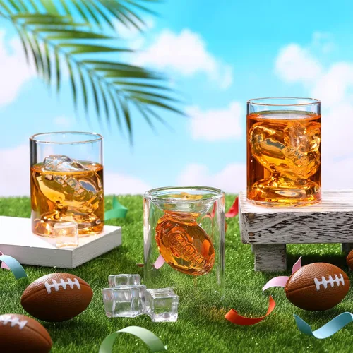 Miniatura 4 de Hoolerry - Juego de 6 vasos de chupito reversibles de 100/200 ml de fútbol, vasos de whisky transparentes para fanáticos del fútbol, regalos