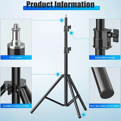Miniatura 3 de Soporte de luz profesional para fotografía de 110 pulgadas/9.2 pies/280cm, soporte de trípode de metal acolchado con aire para caja de luz, luz
