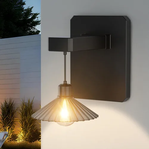 Miniatura 8 de Lámpara de pared solar para exteriores con bombilla de montaje en pared del atardecer al amanecer, antioxidante, impermeable, linterna colgante