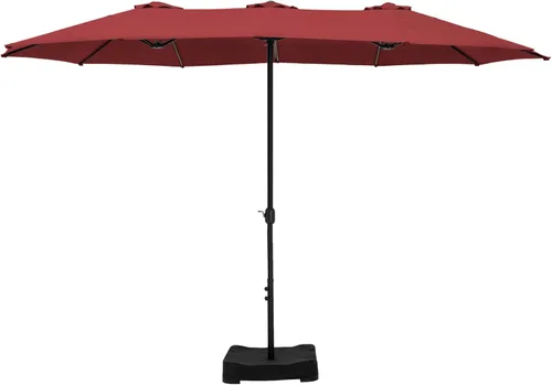 Miniatura 9 de GREEN PARTY Sombrilla de patio rectangular de 15 pies con base incluida, sombrilla de mesa de doble cara con manivela, sombrillas grandes
