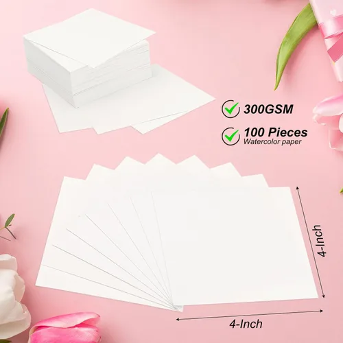 Miniatura 2 de PATIKIL 100 piezas de papel de acuarela de algodón puro de 140 lb/300 GSM, papel de pintura para colorear de agua, pintura de arte, acuarela
